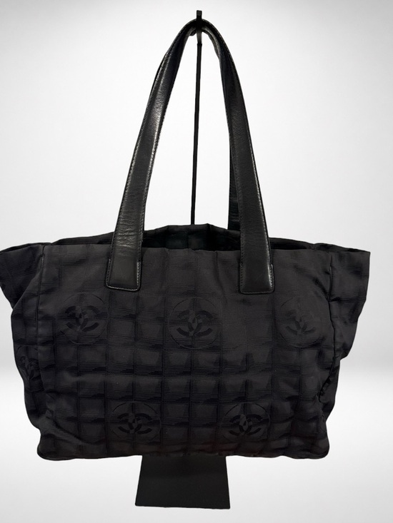 CHANEL Handbags - Chanel Authentic New Travel Line Tote Bag Black Gold Nylon Vintage Monogram